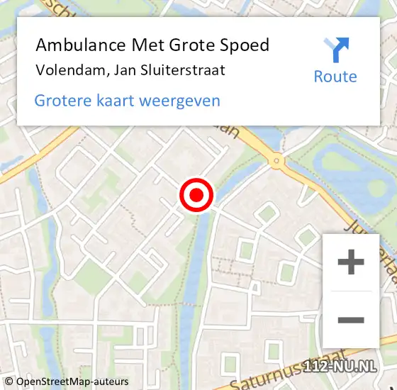 Locatie op kaart van de 112 melding: Ambulance Met Grote Spoed Naar Volendam, Jan Sluiterstraat op 14 juni 2024 15:42