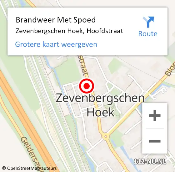 Locatie op kaart van de 112 melding: Brandweer Met Spoed Naar Zevenbergschen Hoek, Hoofdstraat op 14 juni 2024 15:54