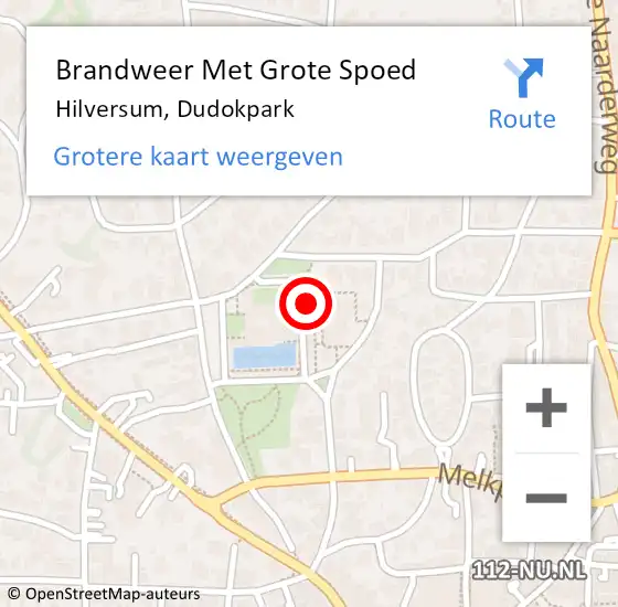 Locatie op kaart van de 112 melding: Brandweer Met Grote Spoed Naar Hilversum, Dudokpark op 14 juni 2024 15:58