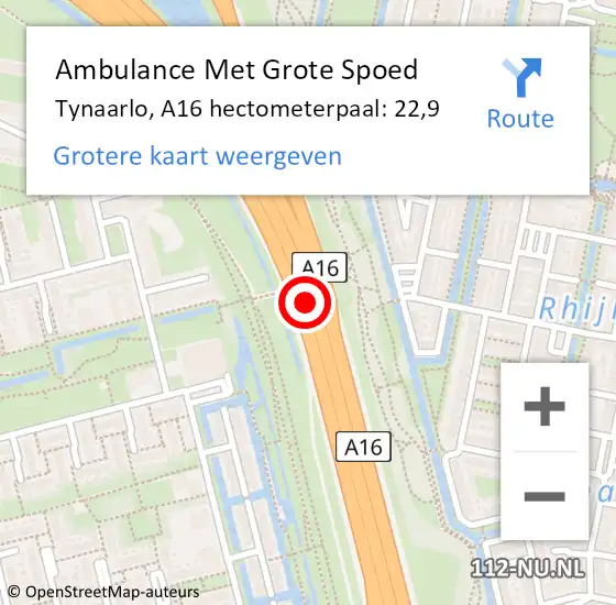 Locatie op kaart van de 112 melding: Ambulance Met Grote Spoed Naar Ridderkerk, A16 hectometerpaal: 22,9 op 14 juni 2024 16:06