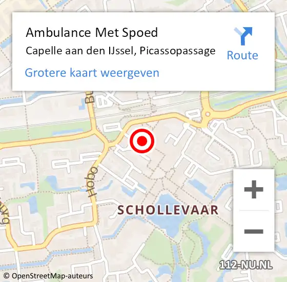 Locatie op kaart van de 112 melding: Ambulance Met Spoed Naar Capelle aan den IJssel, Picassopassage op 14 juni 2024 16:08