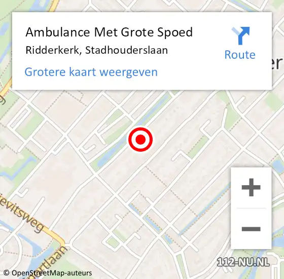 Locatie op kaart van de 112 melding: Ambulance Met Grote Spoed Naar Ridderkerk, Stadhouderslaan op 14 juni 2024 16:19