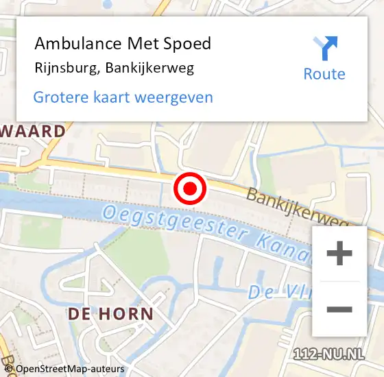 Locatie op kaart van de 112 melding: Ambulance Met Spoed Naar Rijnsburg, Bankijkerweg op 14 juni 2024 16:22