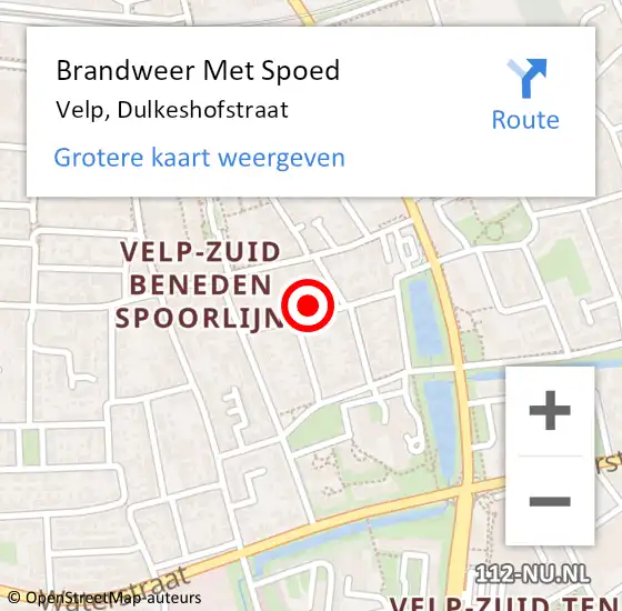 Locatie op kaart van de 112 melding: Brandweer Met Spoed Naar Velp, Dulkeshofstraat op 14 juni 2024 16:34