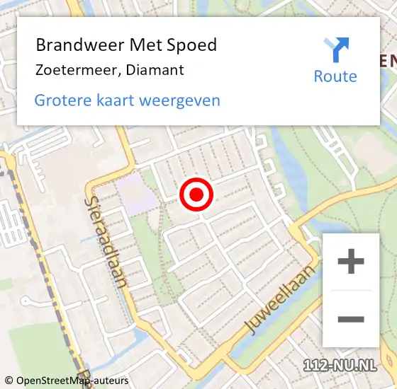 Locatie op kaart van de 112 melding: Brandweer Met Spoed Naar Zoetermeer, Diamant op 14 juni 2024 16:38