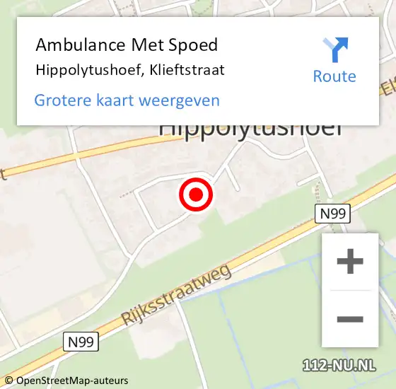 Locatie op kaart van de 112 melding: Ambulance Met Spoed Naar Hippolytushoef, Klieftstraat op 14 juni 2024 16:39