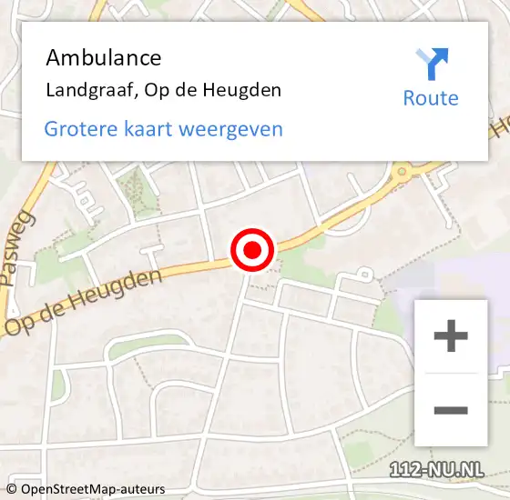 Locatie op kaart van de 112 melding: Ambulance Landgraaf, Op de Heugden op 9 oktober 2014 13:25