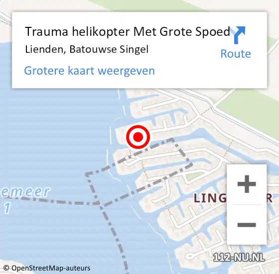 Locatie op kaart van de 112 melding: Trauma helikopter Met Grote Spoed Naar Lienden, Batouwse Singel op 14 juni 2024 16:52