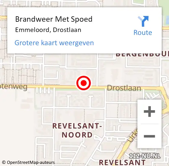 Locatie op kaart van de 112 melding: Brandweer Met Spoed Naar Emmeloord, Drostlaan op 14 juni 2024 16:53