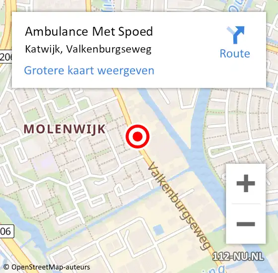 Locatie op kaart van de 112 melding: Ambulance Met Spoed Naar Katwijk, Valkenburgseweg op 14 juni 2024 17:07