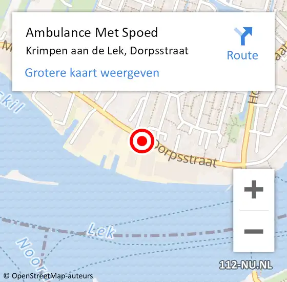 Locatie op kaart van de 112 melding: Ambulance Met Spoed Naar Krimpen aan de Lek, Dorpsstraat op 14 juni 2024 17:11