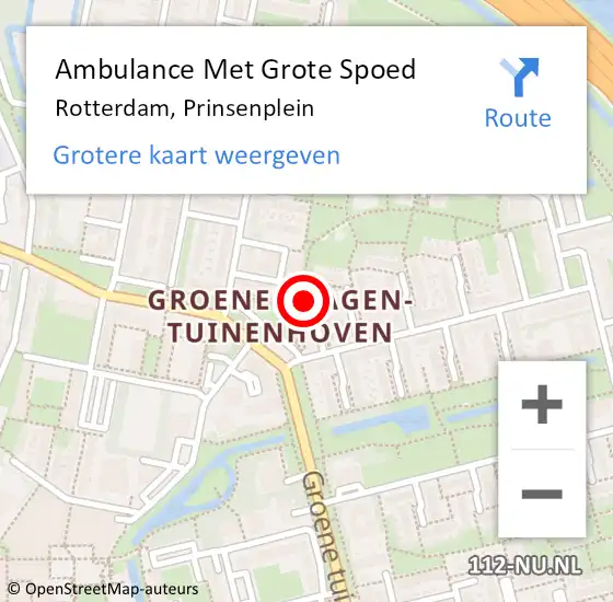 Locatie op kaart van de 112 melding: Ambulance Met Grote Spoed Naar Rotterdam, Prinsenplein op 14 juni 2024 17:12