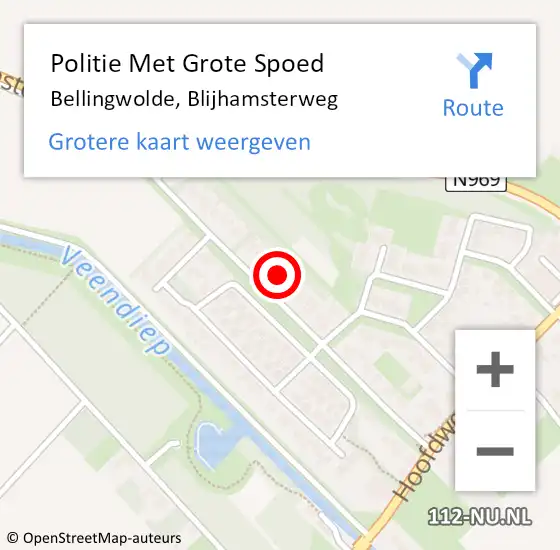 Locatie op kaart van de 112 melding: Politie Met Grote Spoed Naar Bellingwolde, Blijhamsterweg op 14 juni 2024 17:26