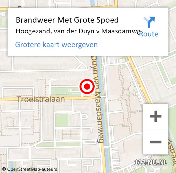 Locatie op kaart van de 112 melding: Brandweer Met Grote Spoed Naar Hoogezand, van der Duyn v Maasdamwg op 14 juni 2024 17:39