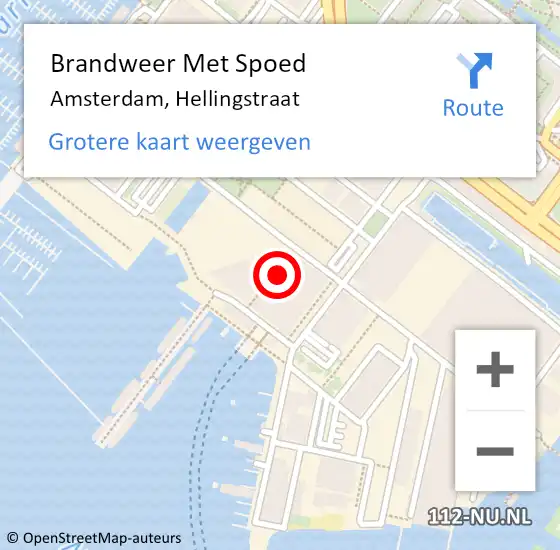 Locatie op kaart van de 112 melding: Brandweer Met Spoed Naar Amsterdam, Hellingstraat op 14 juni 2024 17:51