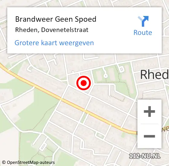 Locatie op kaart van de 112 melding: Brandweer Geen Spoed Naar Rheden, Dovenetelstraat op 14 juni 2024 17:53