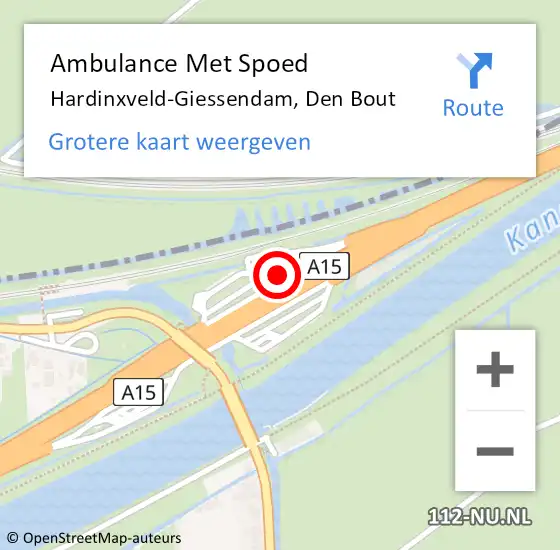 Locatie op kaart van de 112 melding: Ambulance Met Spoed Naar Hardinxveld-Giessendam, Den Bout op 14 juni 2024 18:01