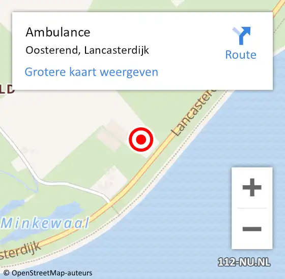 Locatie op kaart van de 112 melding: Ambulance Oosterend, Lancasterdijk op 14 juni 2024 18:05