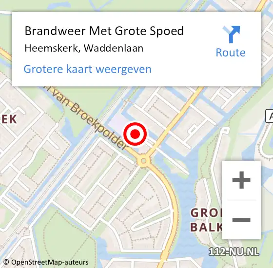 Locatie op kaart van de 112 melding: Brandweer Met Grote Spoed Naar Heemskerk, Waddenlaan op 14 juni 2024 18:23