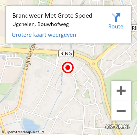 Locatie op kaart van de 112 melding: Brandweer Met Grote Spoed Naar Ugchelen, Bouwhofweg op 14 juni 2024 18:24