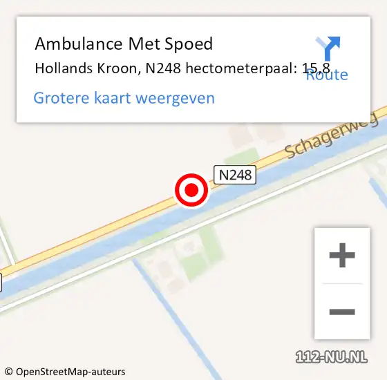 Locatie op kaart van de 112 melding: Ambulance Met Spoed Naar Hollands Kroon, N248 hectometerpaal: 15,8 op 14 juni 2024 18:27