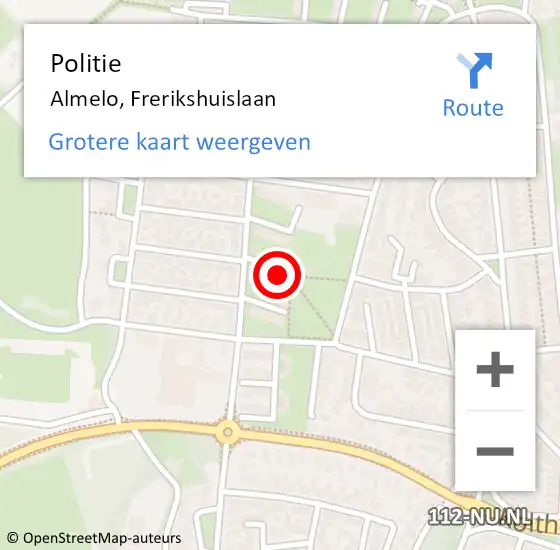 Locatie op kaart van de 112 melding: Politie Almelo, Frerikshuislaan op 14 juni 2024 18:34