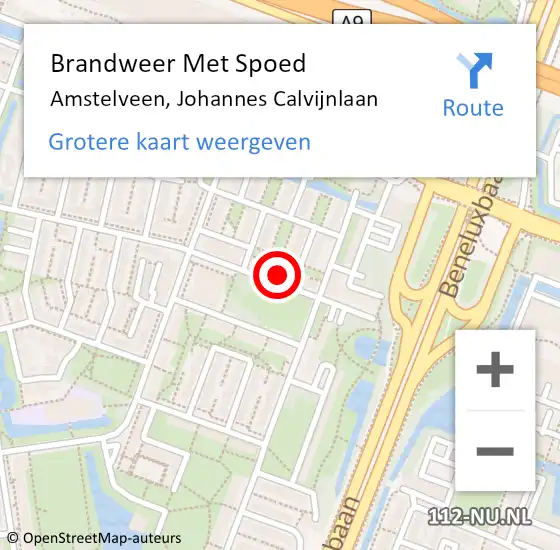 Locatie op kaart van de 112 melding: Brandweer Met Spoed Naar Amstelveen, Johannes Calvijnlaan op 14 juni 2024 18:41