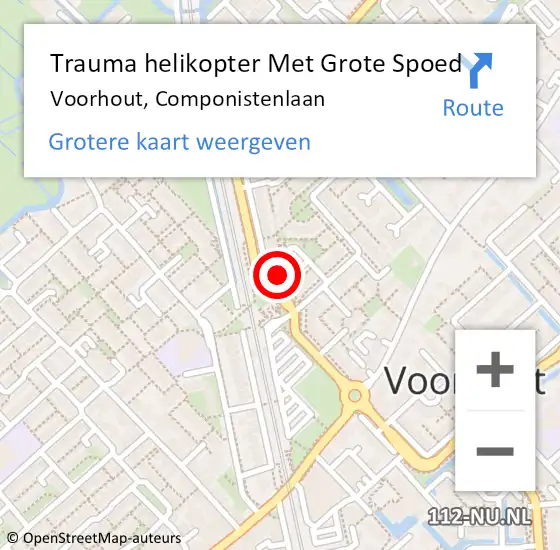 Locatie op kaart van de 112 melding: Trauma helikopter Met Grote Spoed Naar Voorhout, Componistenlaan op 14 juni 2024 18:58