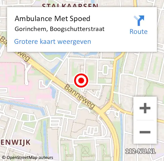 Locatie op kaart van de 112 melding: Ambulance Met Spoed Naar Gorinchem, Boogschutterstraat op 14 juni 2024 19:12