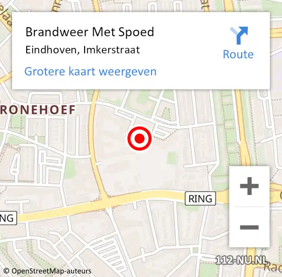 Locatie op kaart van de 112 melding: Brandweer Met Spoed Naar Eindhoven, Imkerstraat op 14 juni 2024 19:14