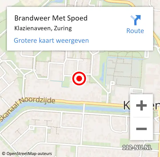 Locatie op kaart van de 112 melding: Brandweer Met Spoed Naar Klazienaveen, Zuring op 14 juni 2024 19:29