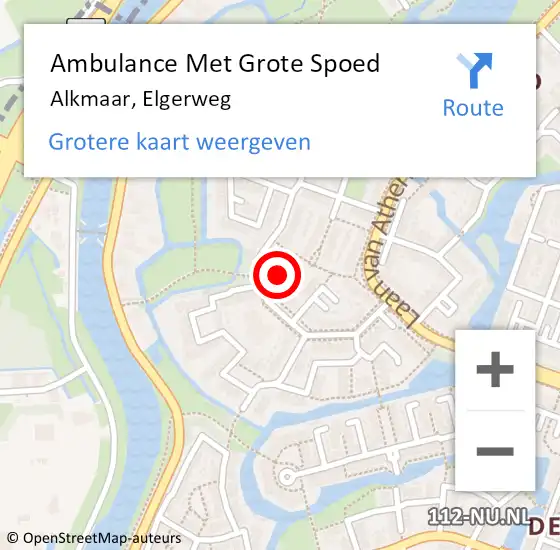 Locatie op kaart van de 112 melding: Ambulance Met Grote Spoed Naar Alkmaar, Elgerweg op 14 juni 2024 20:14