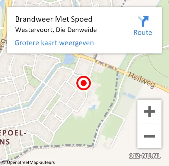 Locatie op kaart van de 112 melding: Brandweer Met Spoed Naar Westervoort, Die Denweide op 14 juni 2024 20:29