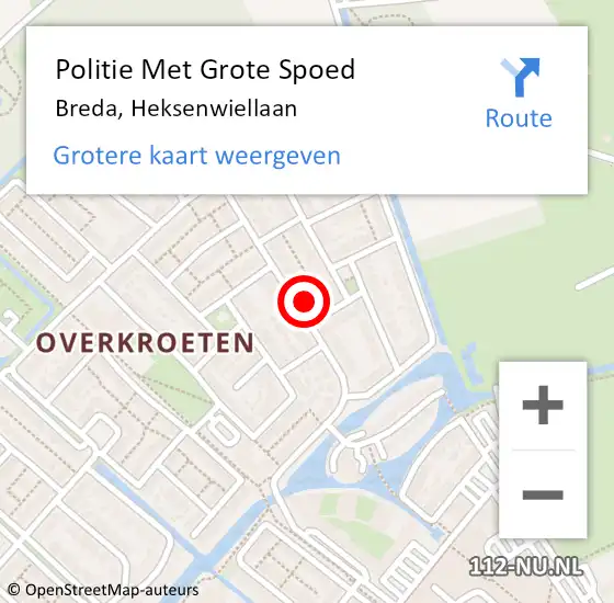 Locatie op kaart van de 112 melding: Politie Met Grote Spoed Naar Breda, Heksenwiellaan op 14 juni 2024 20:34