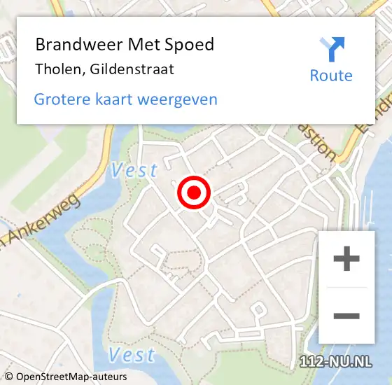 Locatie op kaart van de 112 melding: Brandweer Met Spoed Naar Tholen, Gildenstraat op 14 juni 2024 20:44