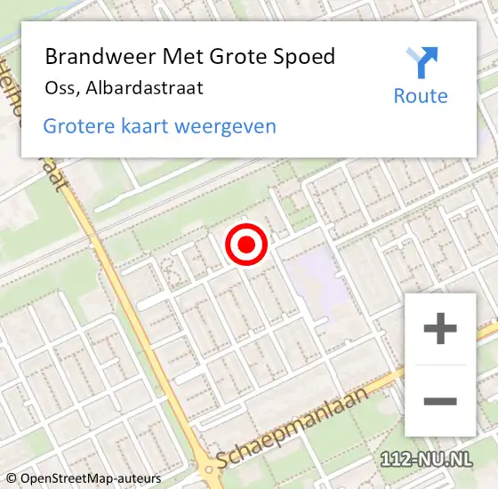 Locatie op kaart van de 112 melding: Brandweer Met Grote Spoed Naar Oss, Albardastraat op 14 juni 2024 20:47