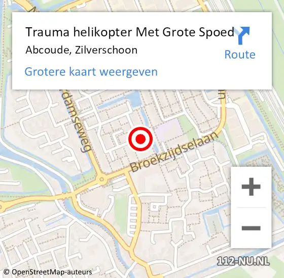 Locatie op kaart van de 112 melding: Trauma helikopter Met Grote Spoed Naar Abcoude, Zilverschoon op 14 juni 2024 20:50