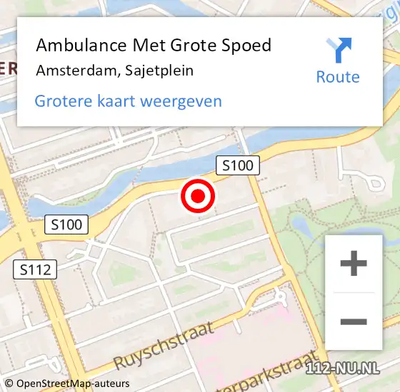 Locatie op kaart van de 112 melding: Ambulance Met Grote Spoed Naar Amsterdam, Sajetplein op 14 juni 2024 20:56