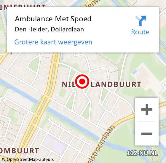 Locatie op kaart van de 112 melding: Ambulance Met Spoed Naar Den Helder, Dollardlaan op 14 juni 2024 20:57