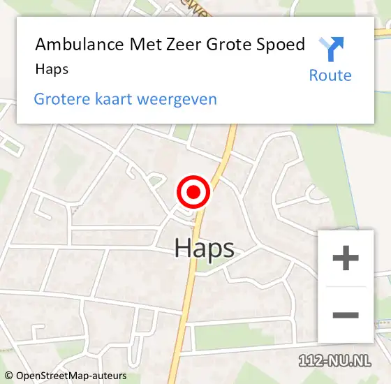 Locatie op kaart van de 112 melding: Ambulance Met Zeer Grote Spoed Naar Haps op 14 juni 2024 21:02