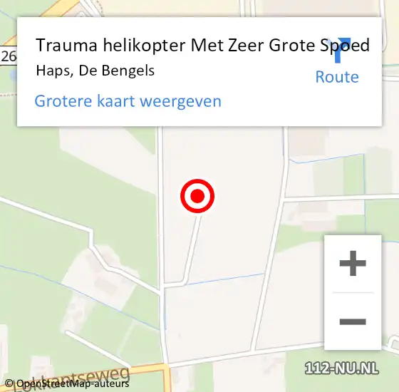 Locatie op kaart van de 112 melding: Trauma helikopter Met Zeer Grote Spoed Naar Haps, De Bengels op 14 juni 2024 21:03