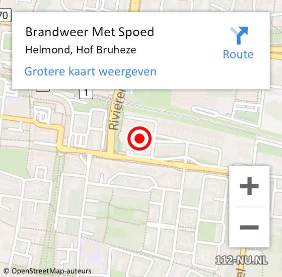 Locatie op kaart van de 112 melding: Brandweer Met Spoed Naar Helmond, Hof Bruheze op 14 juni 2024 21:09