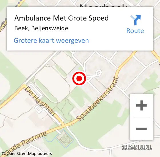 Locatie op kaart van de 112 melding: Ambulance Met Grote Spoed Naar Beek, Beijensweide op 9 oktober 2014 13:44