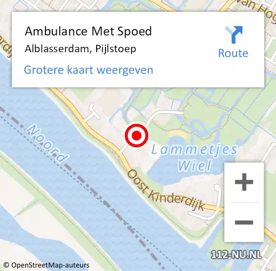 Locatie op kaart van de 112 melding: Ambulance Met Spoed Naar Alblasserdam, Pijlstoep op 14 juni 2024 21:16