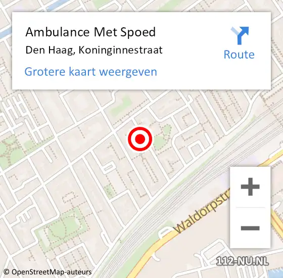 Locatie op kaart van de 112 melding: Ambulance Met Spoed Naar Den Haag, Koninginnestraat op 14 juni 2024 21:19