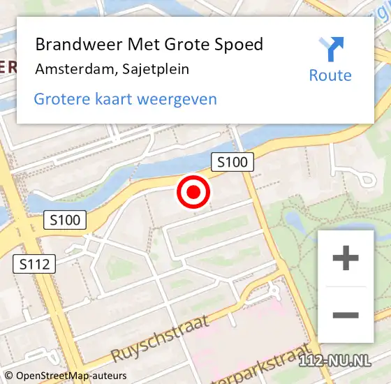Locatie op kaart van de 112 melding: Brandweer Met Grote Spoed Naar Amsterdam, Sajetplein op 14 juni 2024 21:23