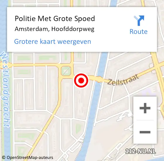 Locatie op kaart van de 112 melding: Politie Met Grote Spoed Naar Amsterdam, Hoofddorpweg op 14 juni 2024 21:36