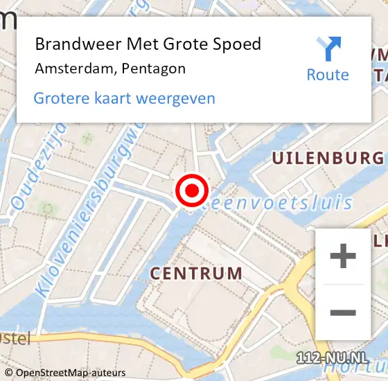 Locatie op kaart van de 112 melding: Brandweer Met Grote Spoed Naar Amsterdam, Pentagon op 14 juni 2024 21:45
