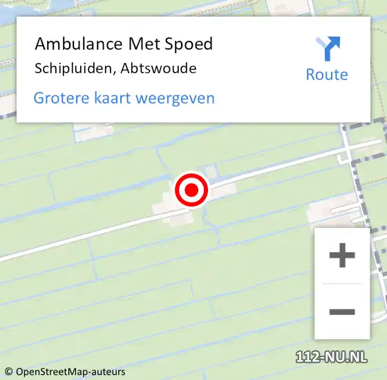 Locatie op kaart van de 112 melding: Ambulance Met Spoed Naar Schipluiden, Abtswoude op 14 juni 2024 21:54