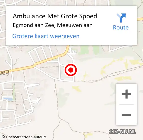 Locatie op kaart van de 112 melding: Ambulance Met Grote Spoed Naar Egmond aan Zee, Meeuwenlaan op 14 juni 2024 21:58